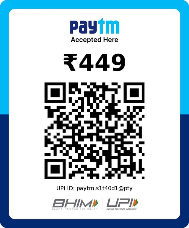 Pay ₹449 via UPI to paytm.s1t40d1@pty